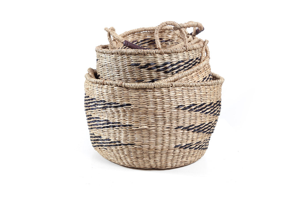 Sandal Basket Set – Natural & Black Seagrass (5 pcs)