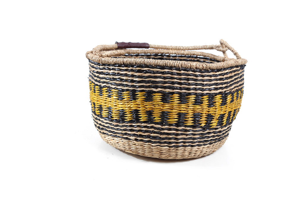 Cocktail Basket Set – Black, Yellow & Natural (5 pcs)