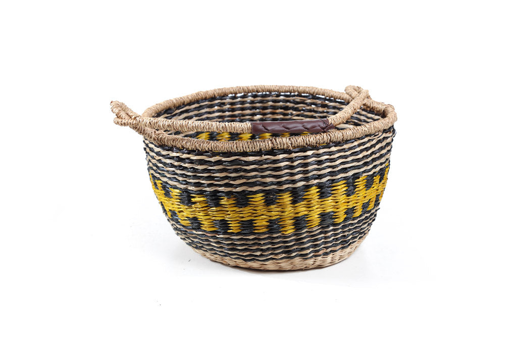 Cocktail Basket Set – Black, Yellow & Natural (5 pcs)