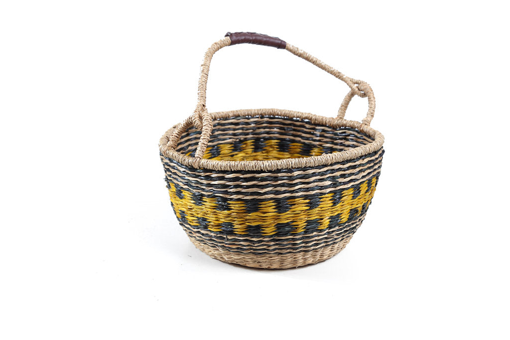 Cocktail Basket Set – Black, Yellow & Natural (5 pcs)