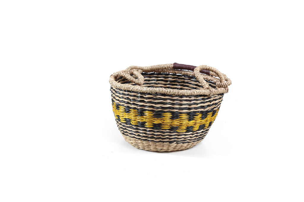 Cocktail Basket Set – Black, Yellow & Natural (5 pcs)