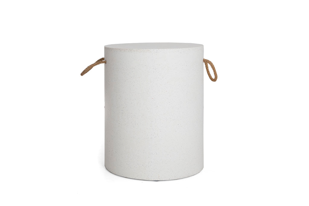 Thalassa  Stool – White Cement with Rope Handles
