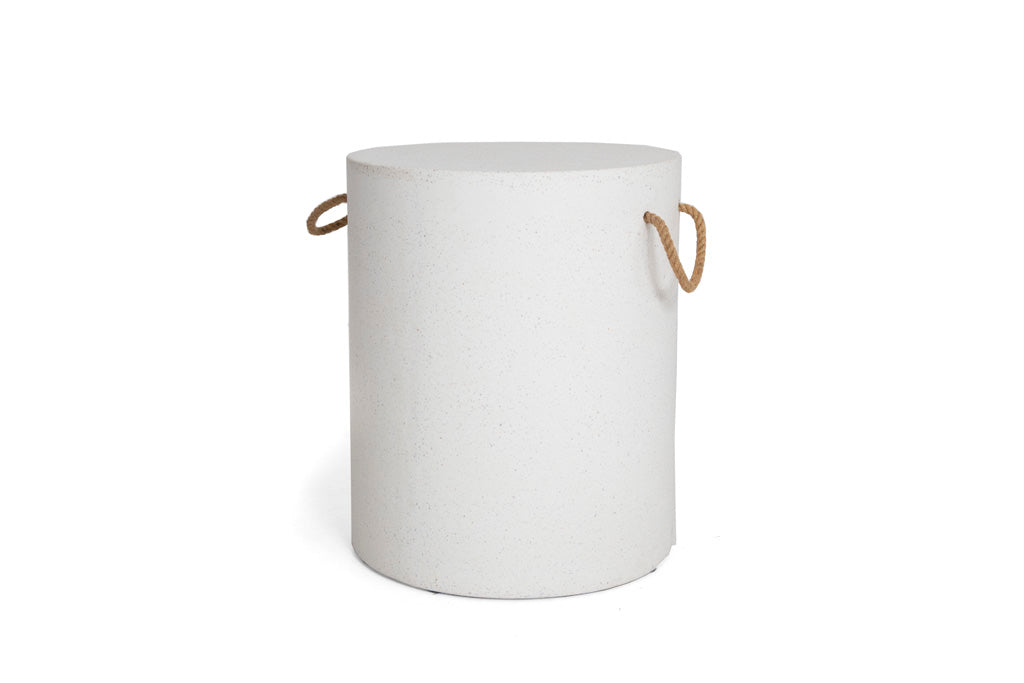 Thalassa  Stool – White Cement with Rope Handles