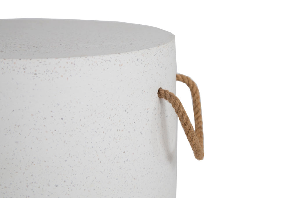 Thalassa  Stool – White Cement with Rope Handles