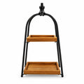 Two-Tier Mango Wood & Metal Serving Stand