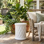White Textured Porcelain Side Table