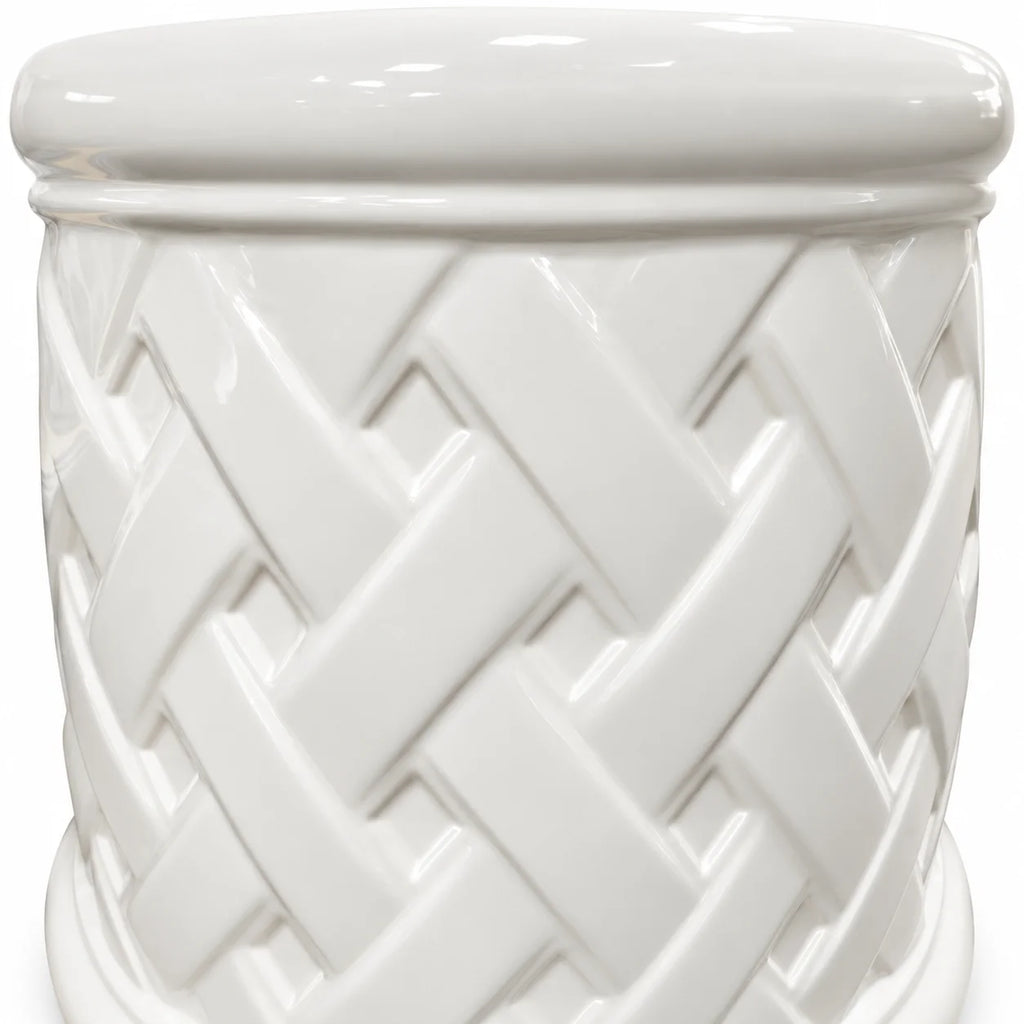 White Textured Porcelain Side Table