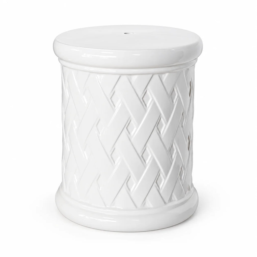 White Textured Porcelain Side Table