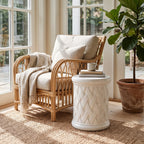 White Textured Porcelain Side Table