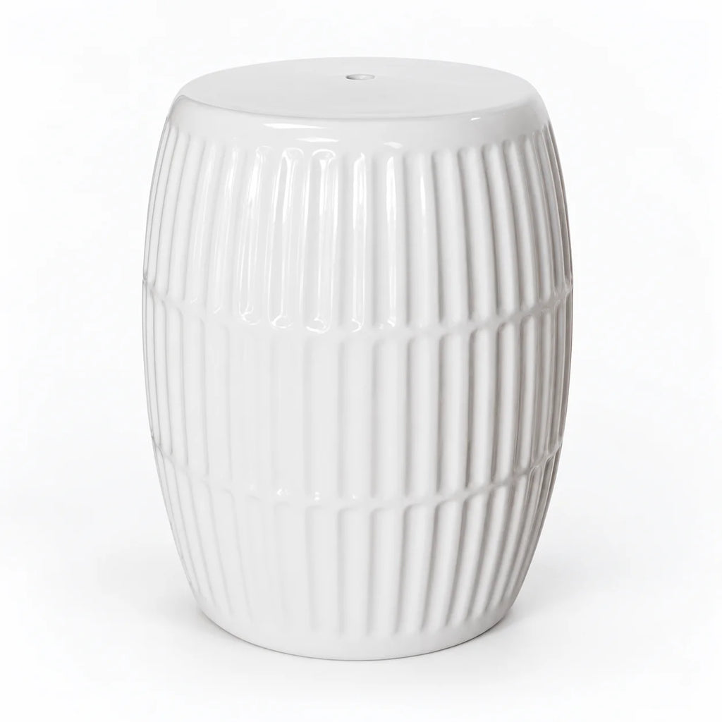 White Ribbed Porcelain Side Table
