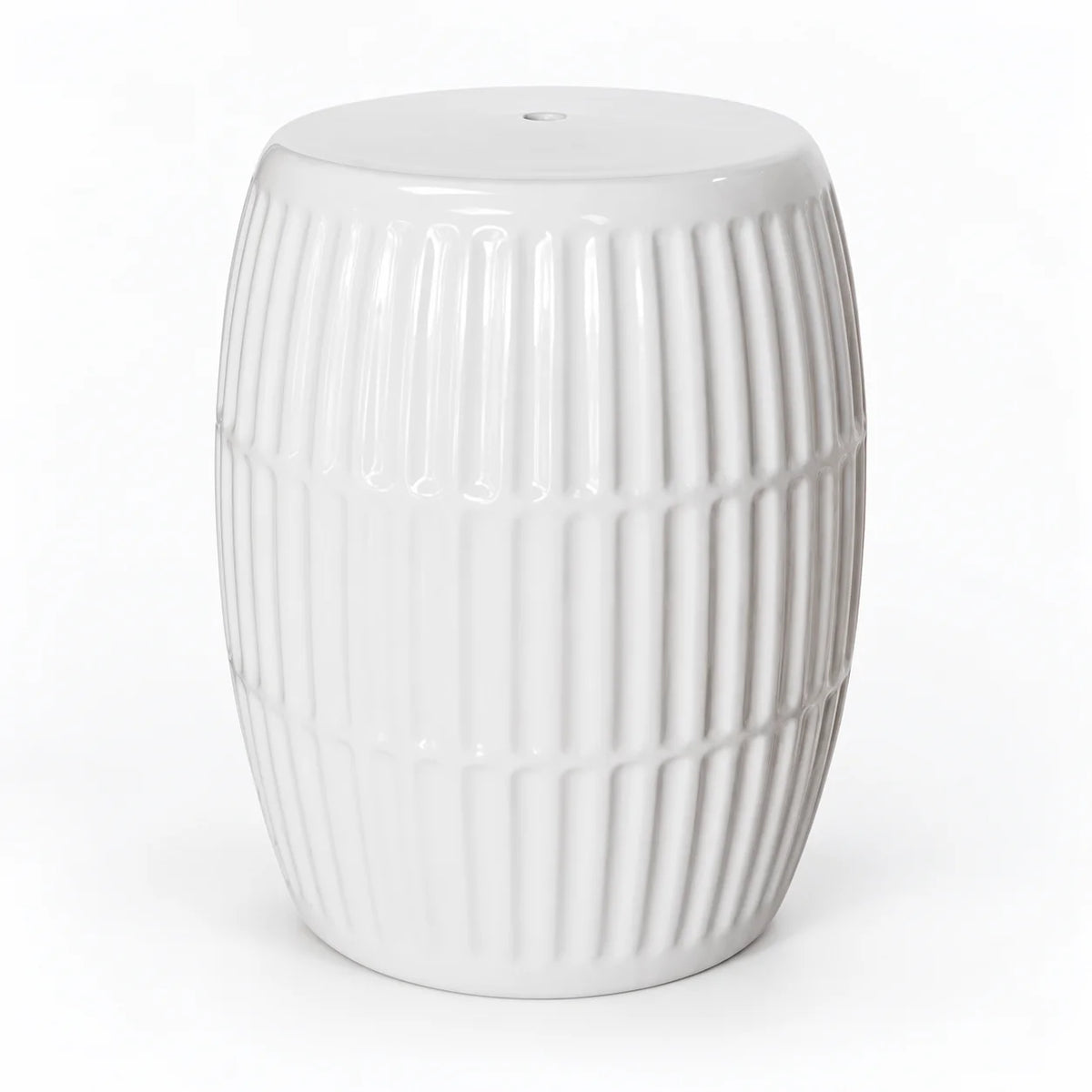 White Ribbed Porcelain Side Table