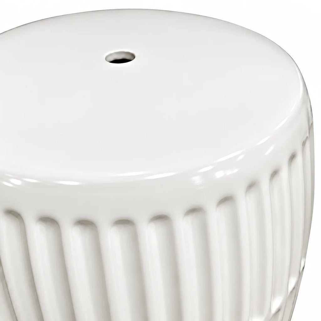 White Ribbed Porcelain Side Table