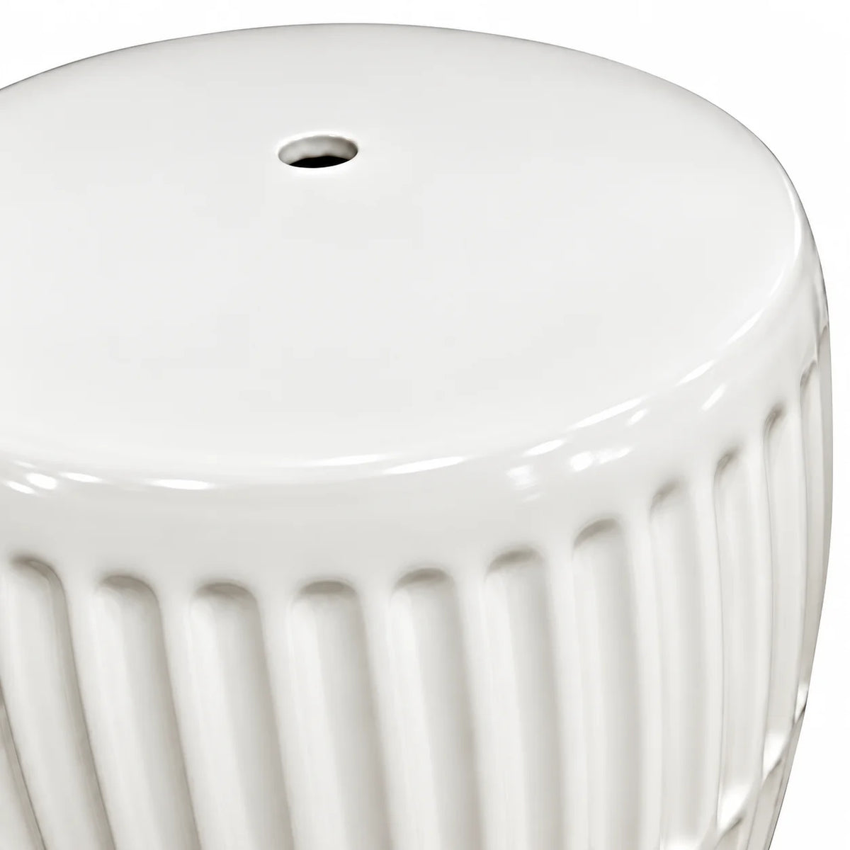 White Ribbed Porcelain Side Table