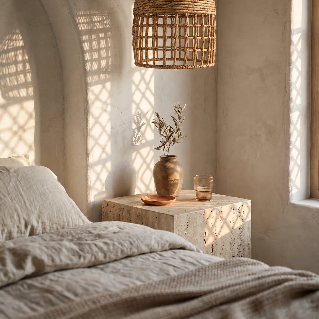 Natural Woven Mixed-Weave Pendant Lampshade
