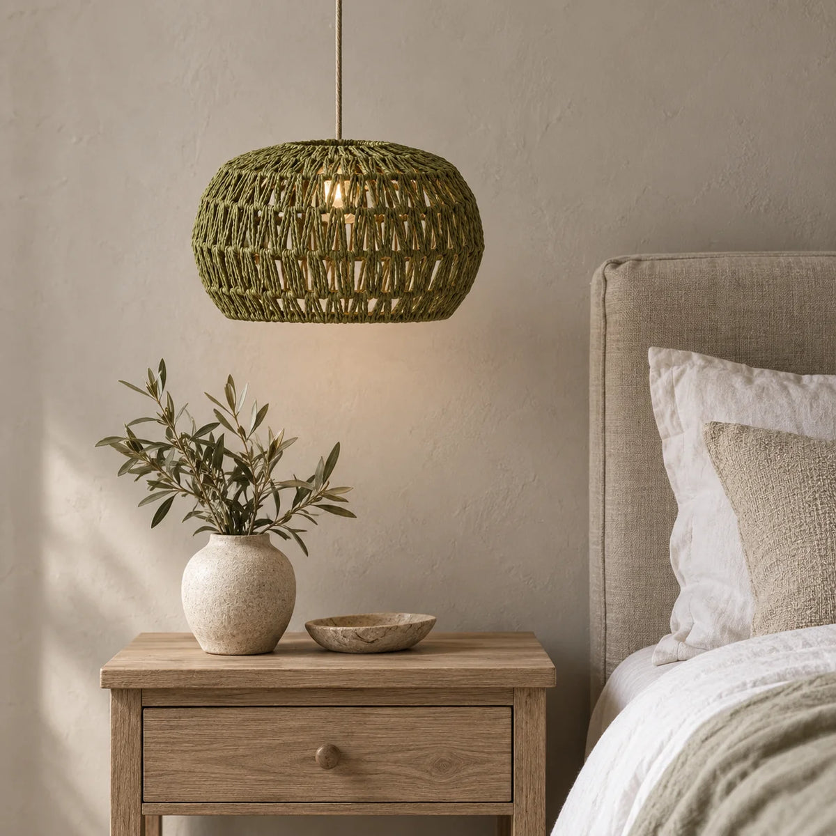 Olive Woven Pendant Lampshade