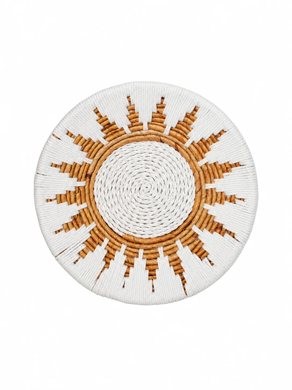 White & Natural Abaca Woven Wall Decor