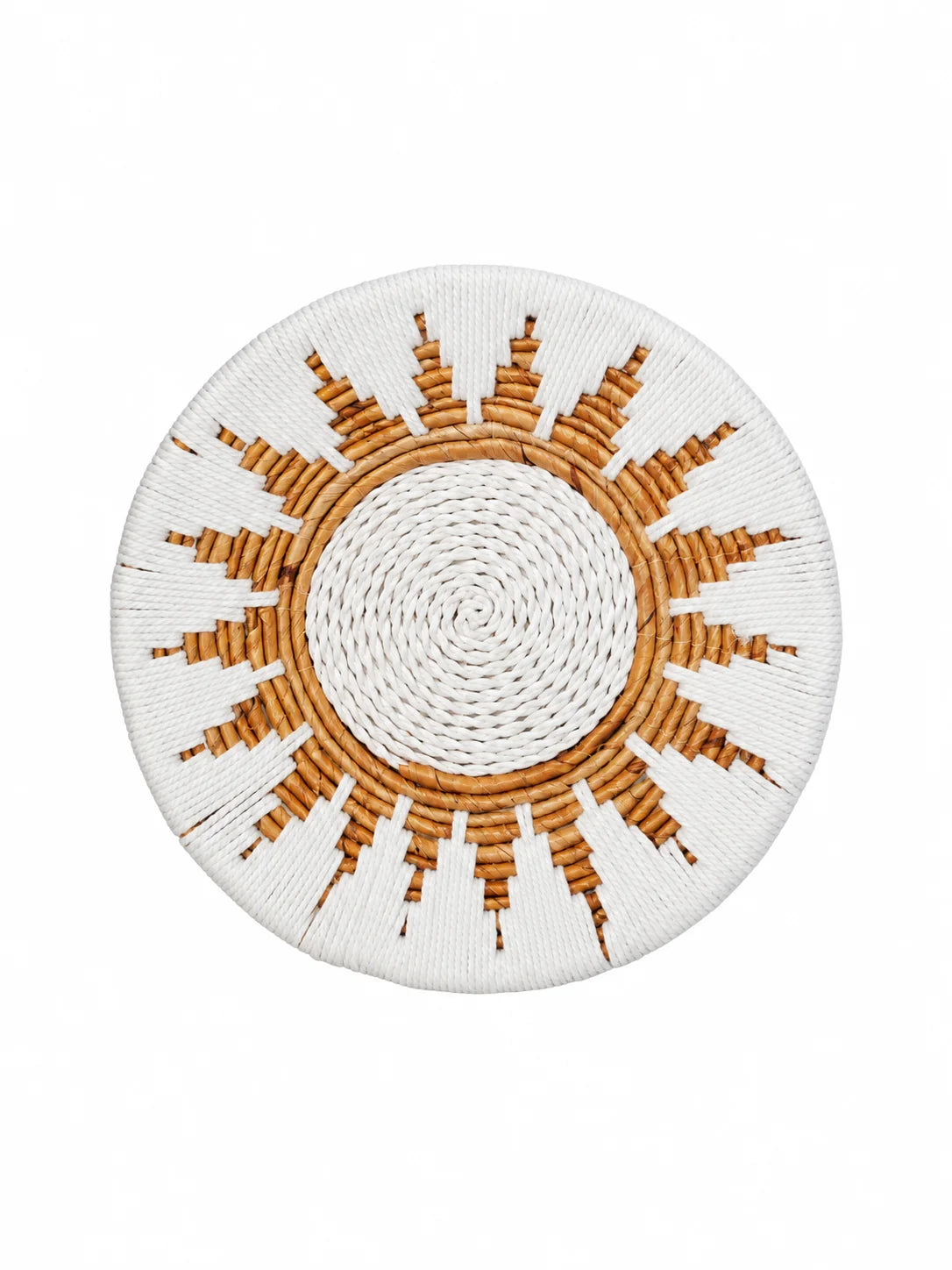 White & Natural Abaca Woven Wall Decor