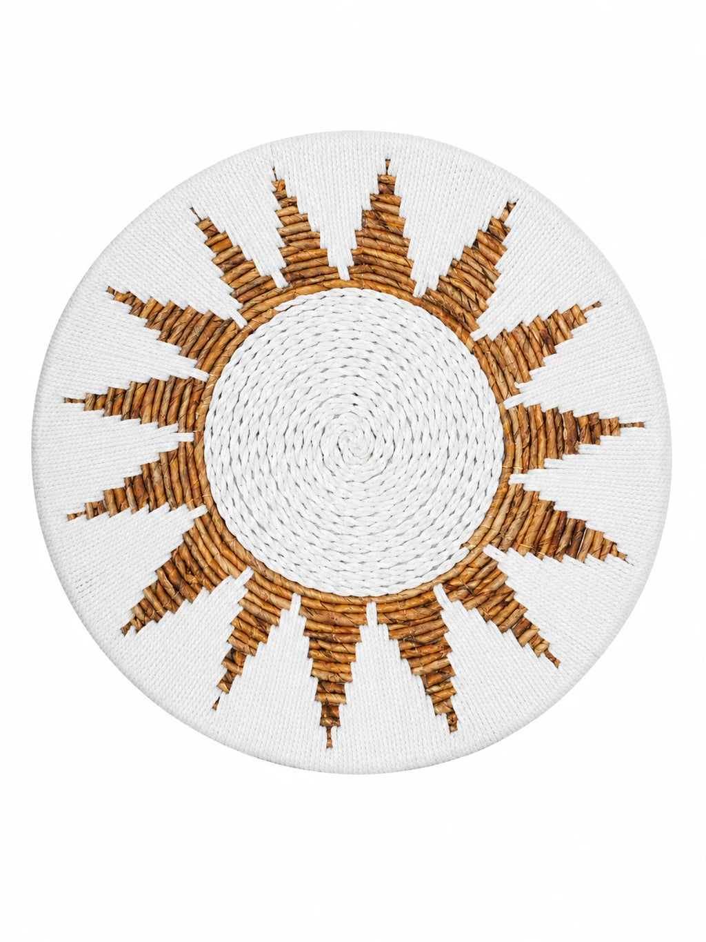 White & Natural Abaca Woven Wall Decor