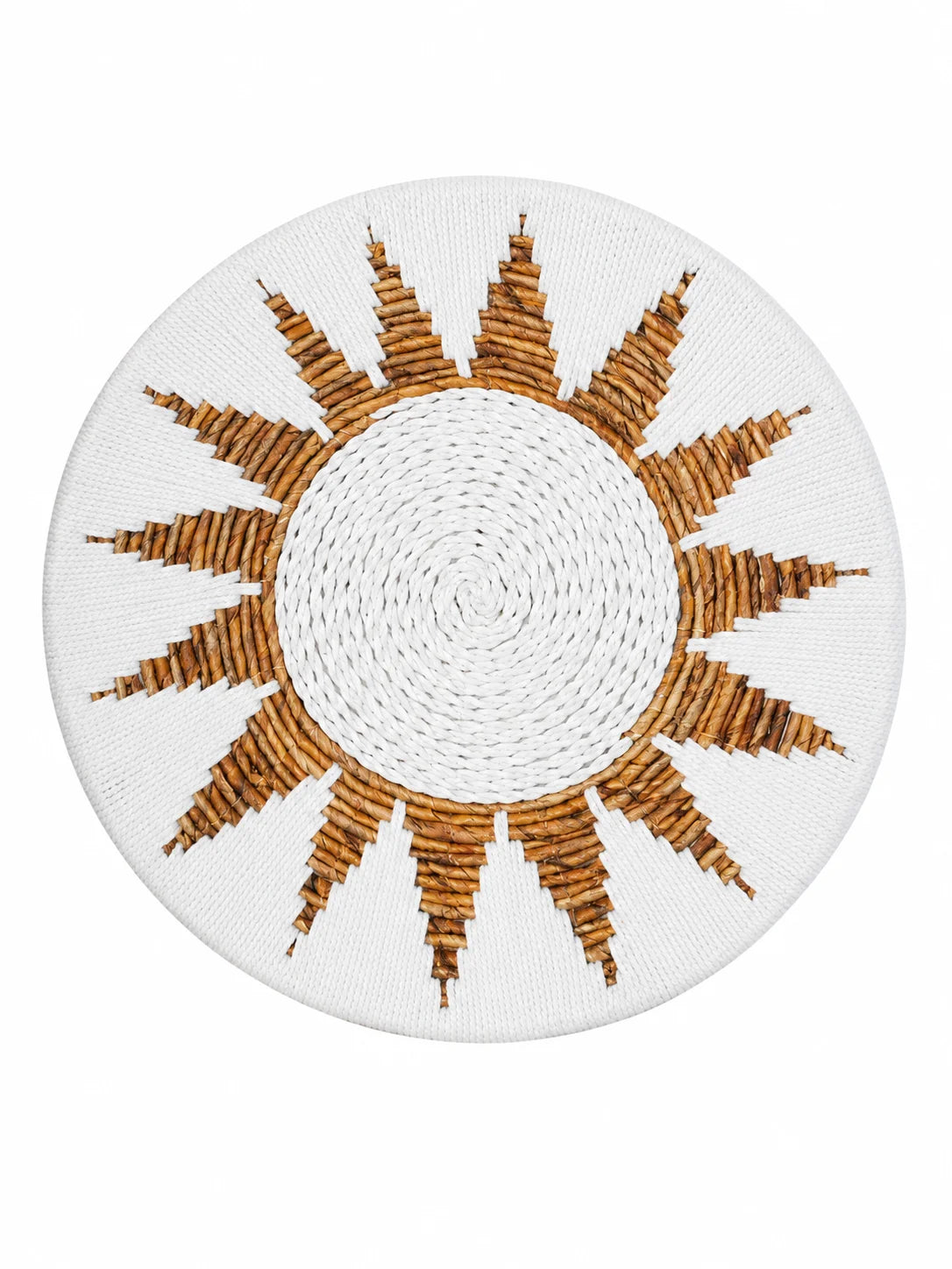 White & Natural Abaca Woven Wall Decor