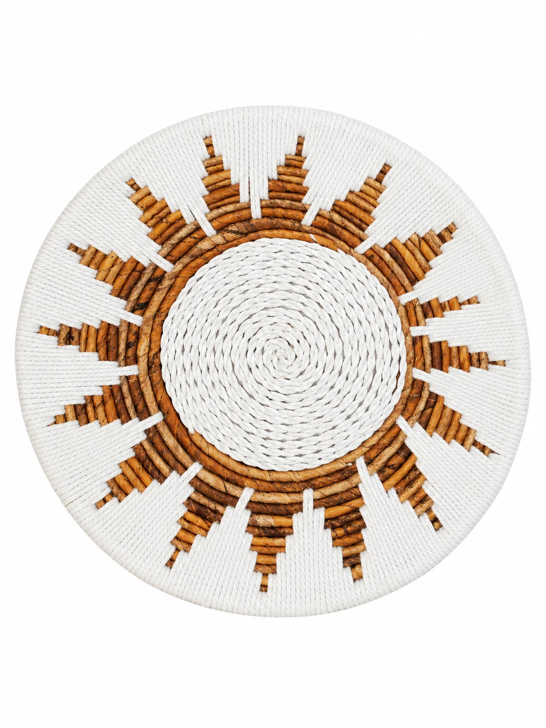 White & Natural Abaca Woven Wall Decor